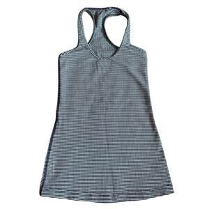 Lululemon Cool Racerback Gingham Inkwell Blue White Stripe Tank Top Womens 2